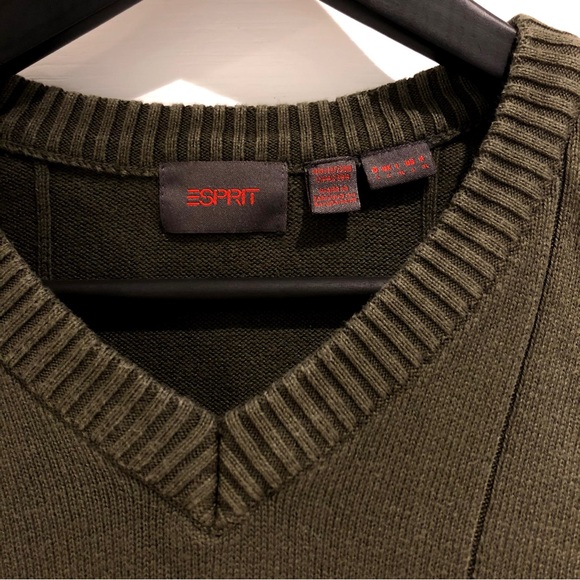 Vintage Dark Green Olive Knit Sweater - Picture 4 of 4